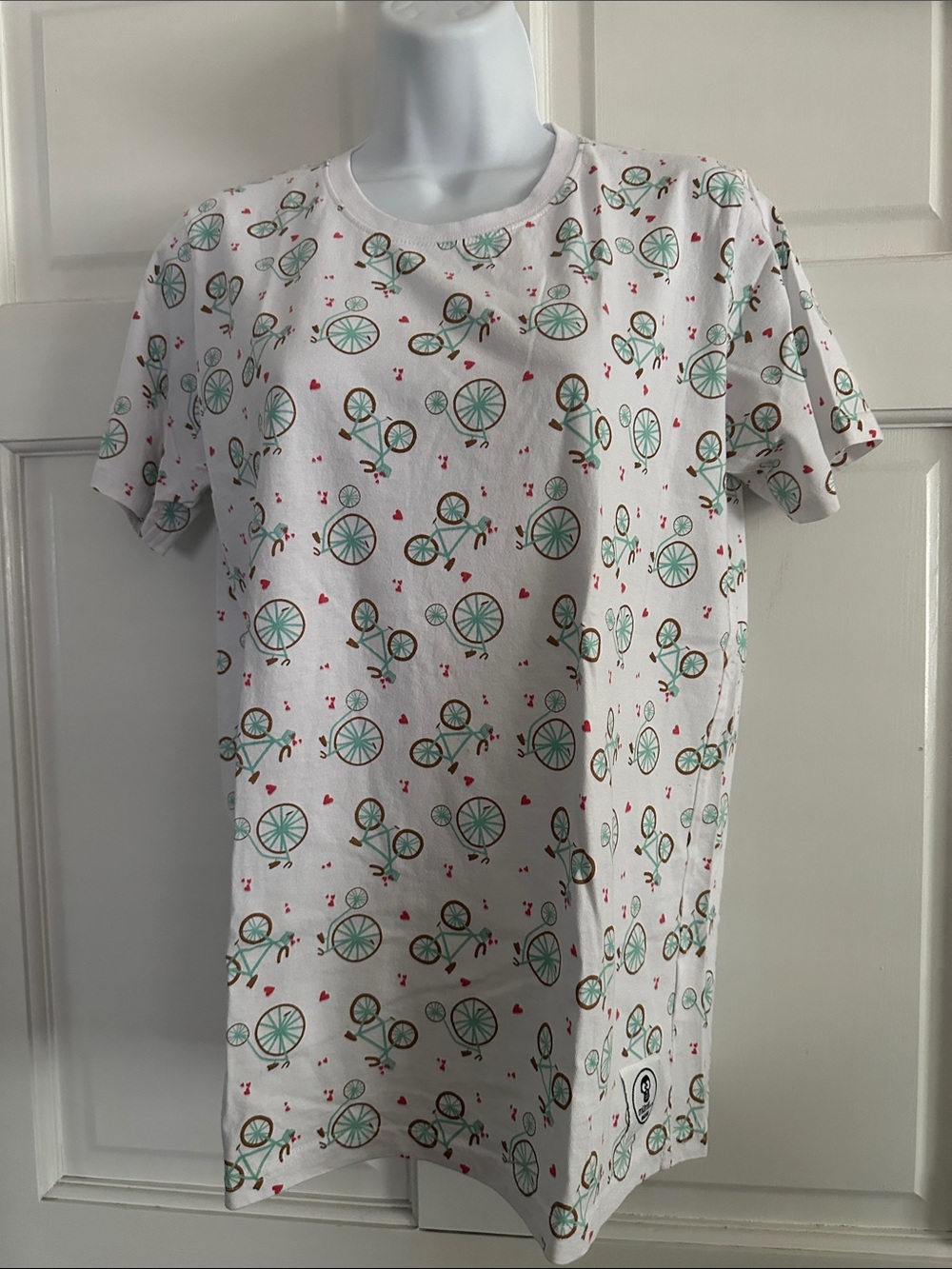 MUMY room Madrid White Bicycle Print Cotton Tee.